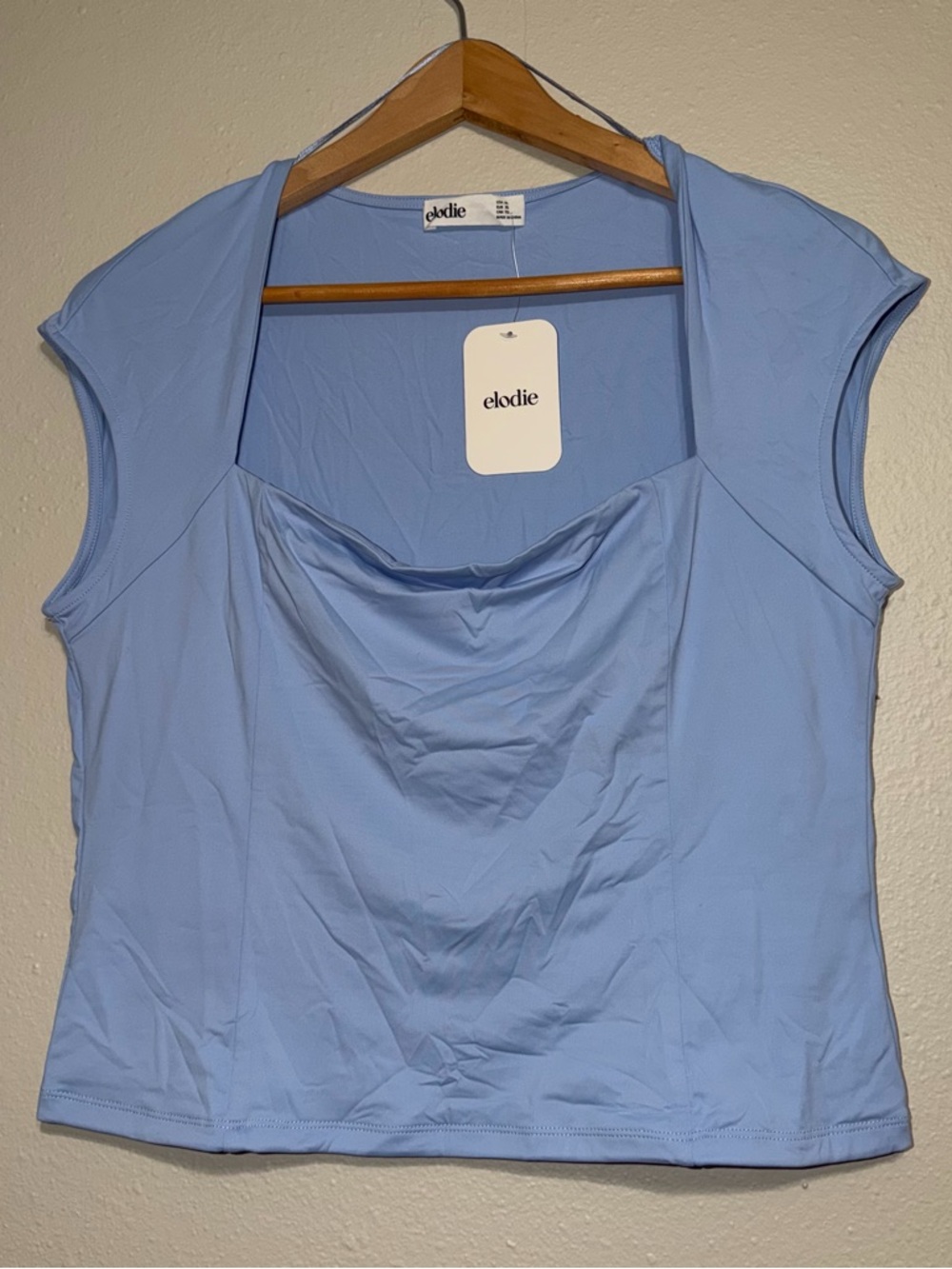 Elodie Light Blue Cowl Neck Cap Sleeve Top